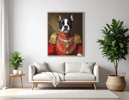 Custom Royal Pet Portrait | Medal Guard Hound | Personalized Wall Art for Pet Lovers