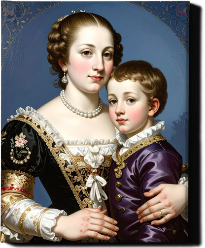 Custom Royal Family Portrait | Noble Elegance Duo | Personalized Wall Art Gift