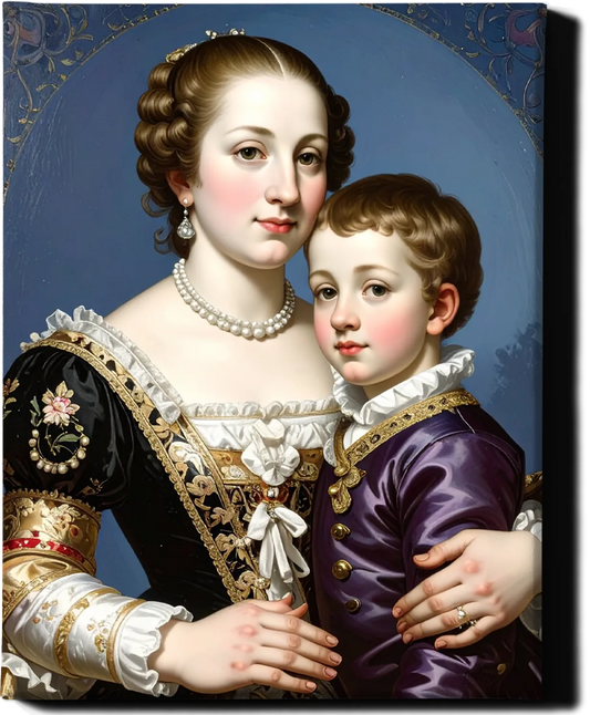 Custom Royal Family Portrait | Noble Elegance Duo | Personalized Wall Art Gift