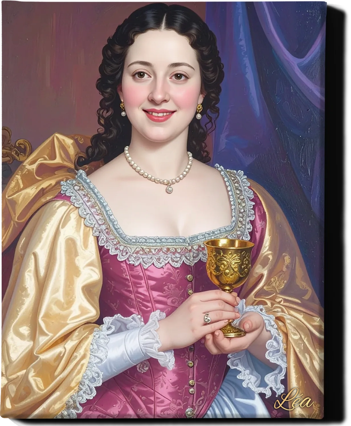 Custom Royal Human Portrait | Noble Lady with Goblet | Personalized Wall Art Gift for her