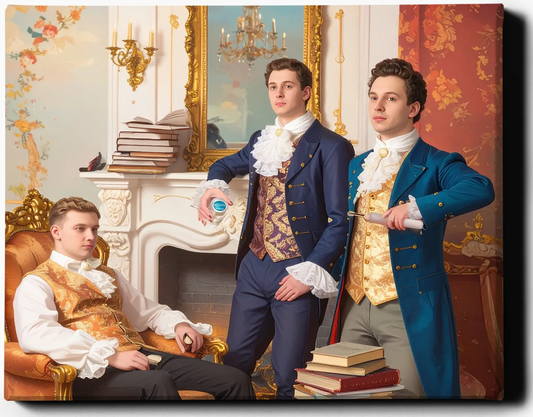 Custom Royal Family Portrait | Noblemen at Leisure | Personalized Wall Art Gift