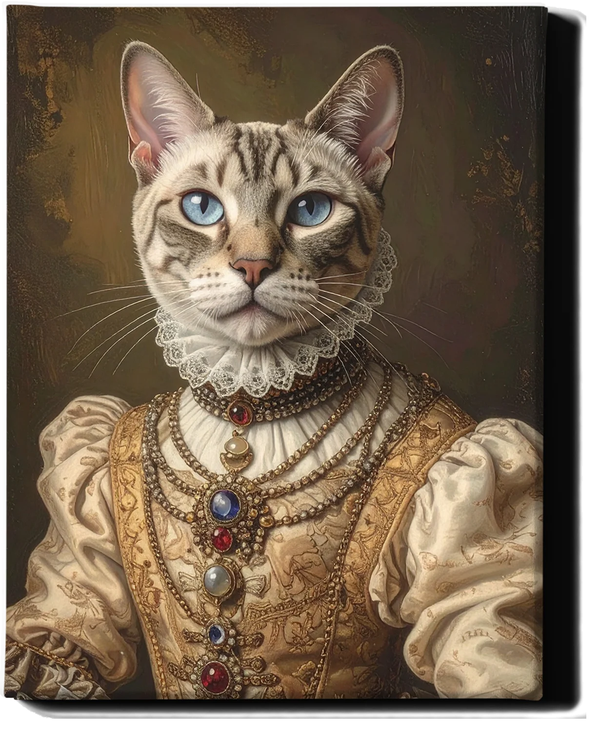 Custom Royal Pet Portrait | Pearl-Eyed Duchess | Personalized Wall Art for Pet Lovers