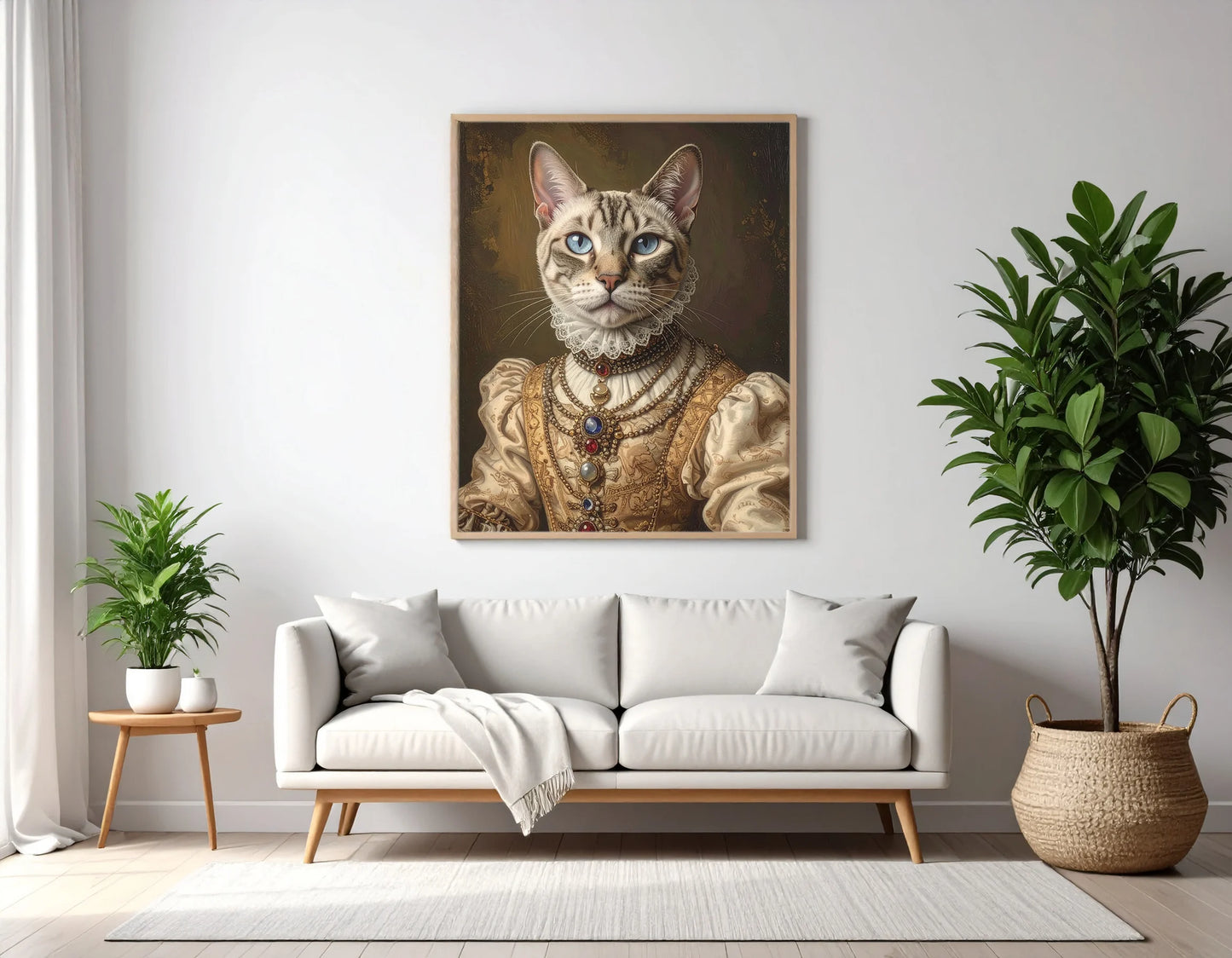 Custom Royal Pet Portrait | Pearl-Eyed Duchess | Personalized Wall Art for Pet Lovers