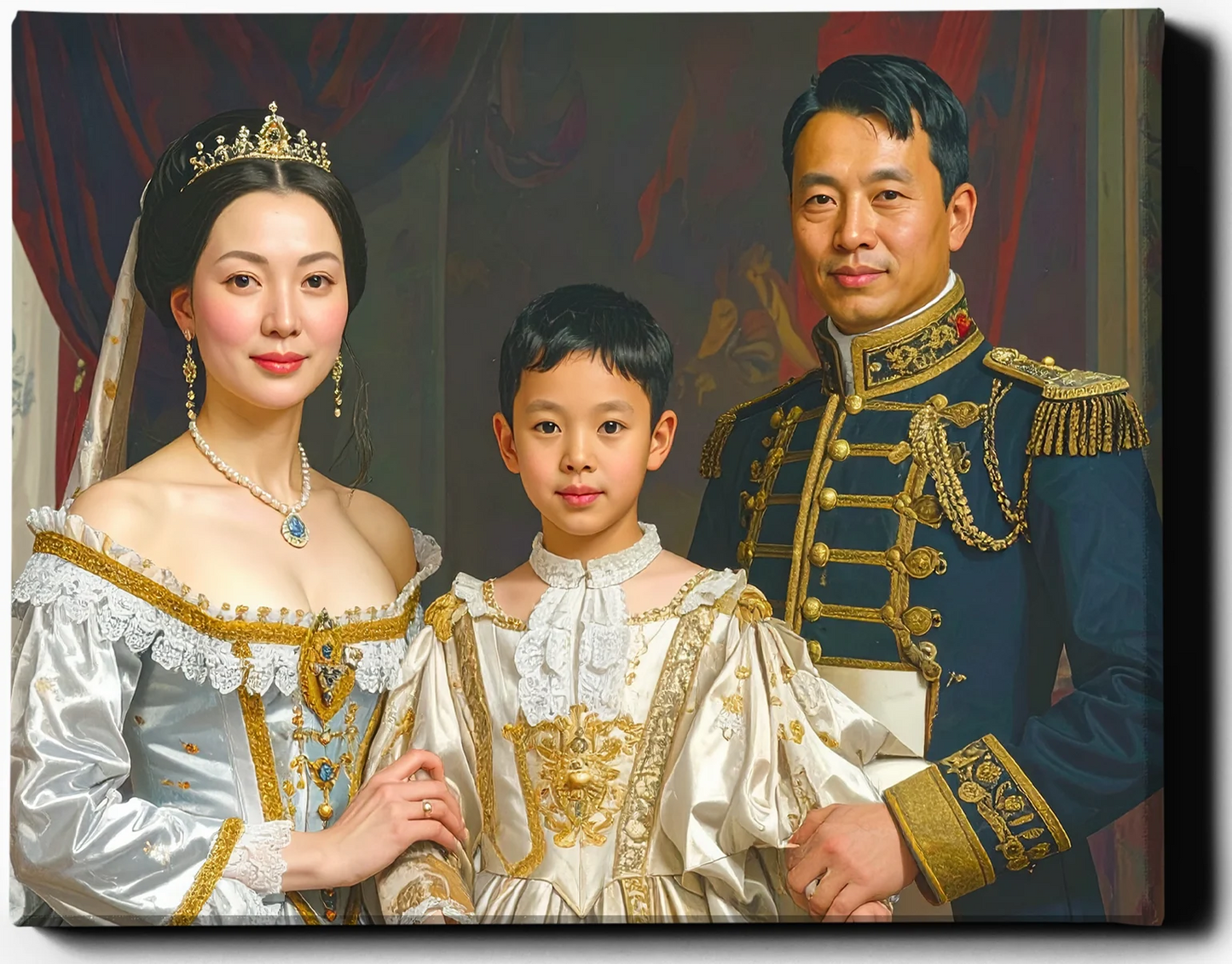 Custom Royal Family Portrait | Pearl Empery of the East Wind | Personalized Wall Art Gift