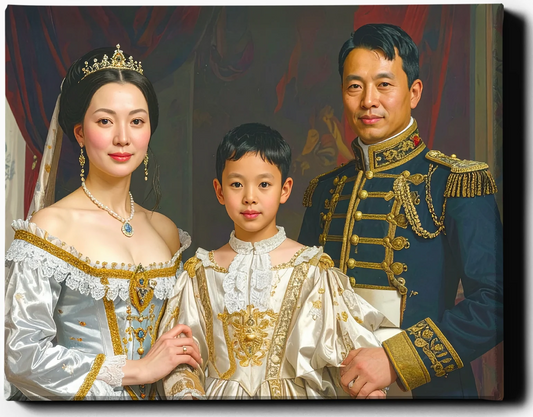 Custom Royal Family Portrait | Pearl Empery of the East Wind | Personalized Wall Art Gift