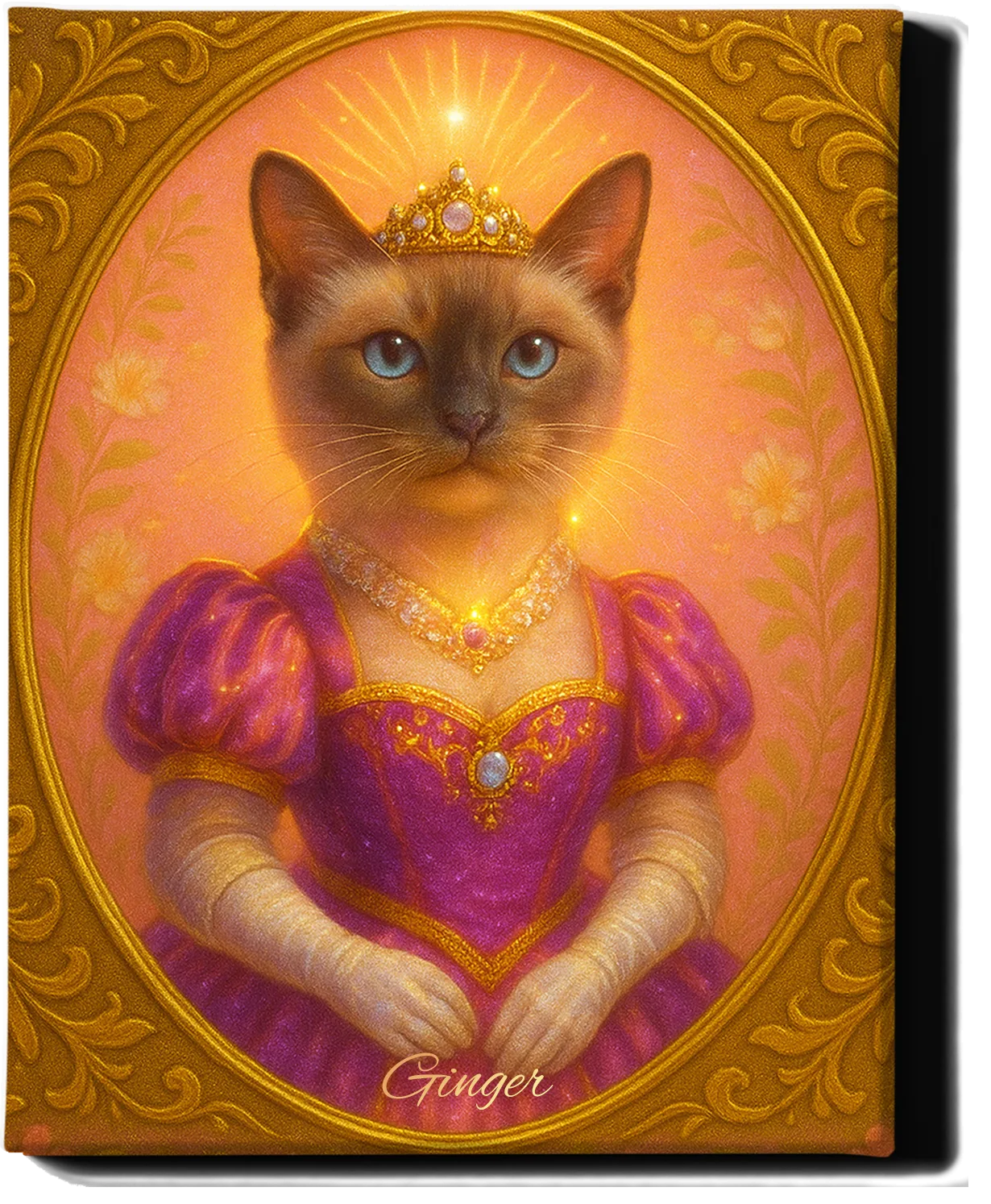 Custom Royal Pet Portrait | Pearl the Portraited | Personalized Wall Art for Pet Lovers