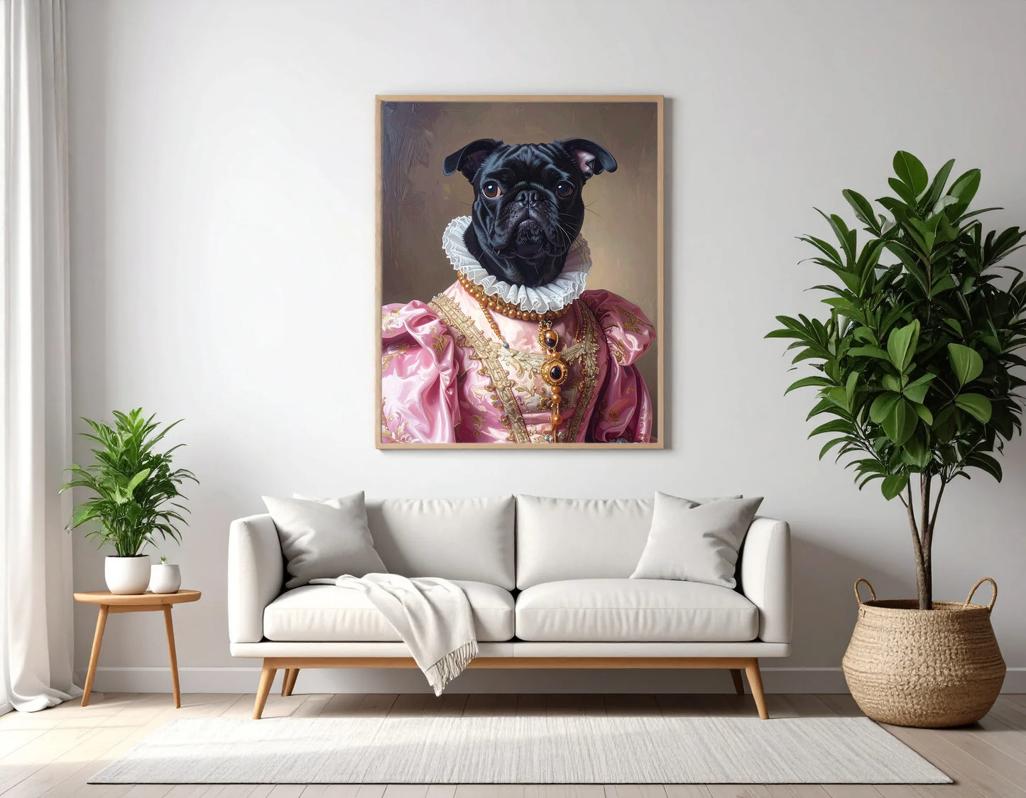 Custom Royal Pet Portrait | Pink Paw Queen 3 | Personalized Wall Art for Pet Lovers