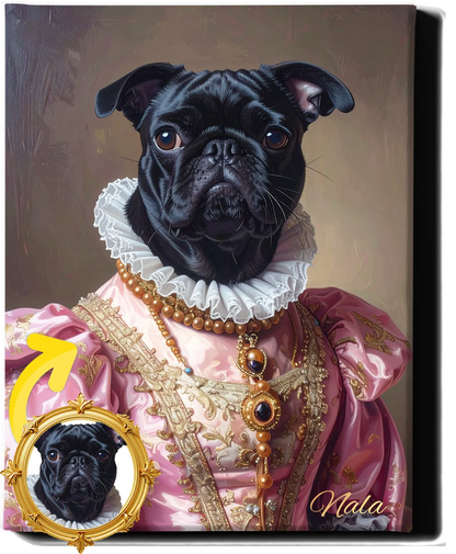 Custom Royal Pet Portrait | Pink Paw Queen 3 | Personalized Wall Art for Pet Lovers