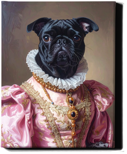 Custom Royal Pet Portrait | Pink Paw Queen 3 | Personalized Wall Art for Pet Lovers