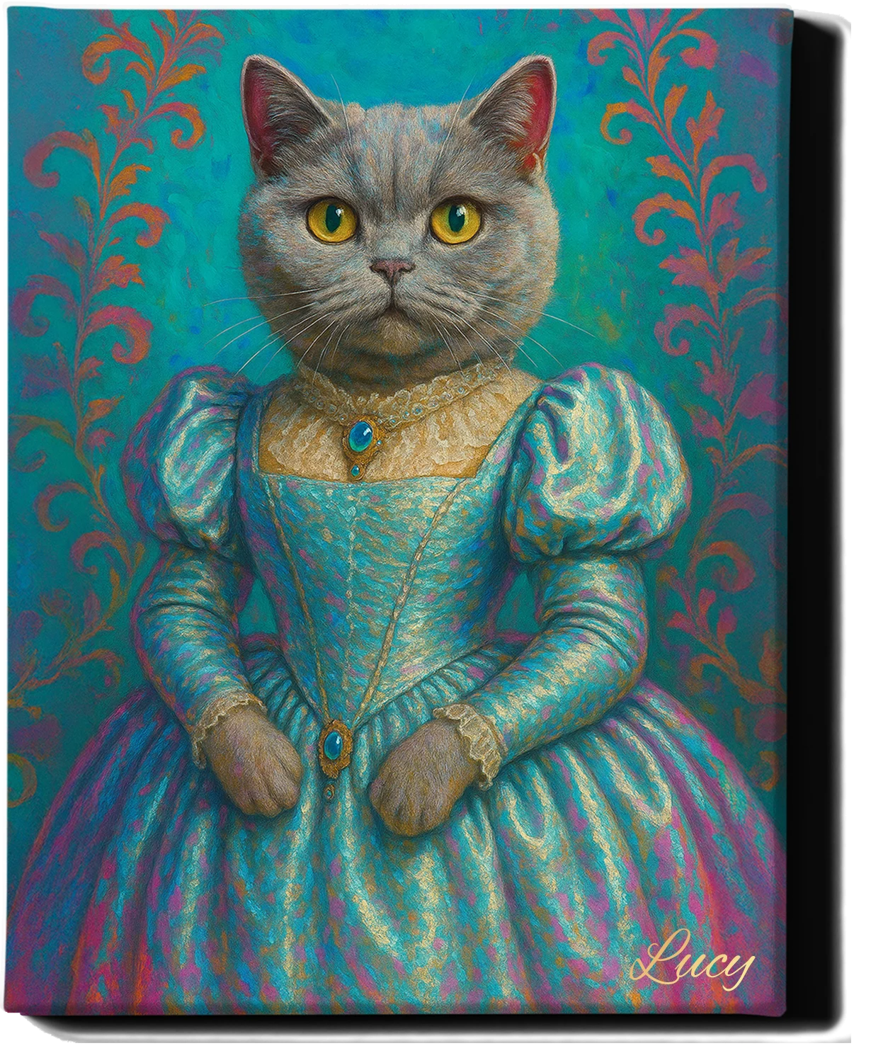 Custom Royal Pet Portrait | Princess Bloom | Personalized Wall Art for Pet Lovers