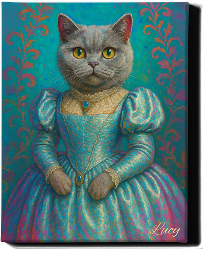 Custom Royal Pet Portrait | Princess Bloom | Personalized Wall Art for Pet Lovers