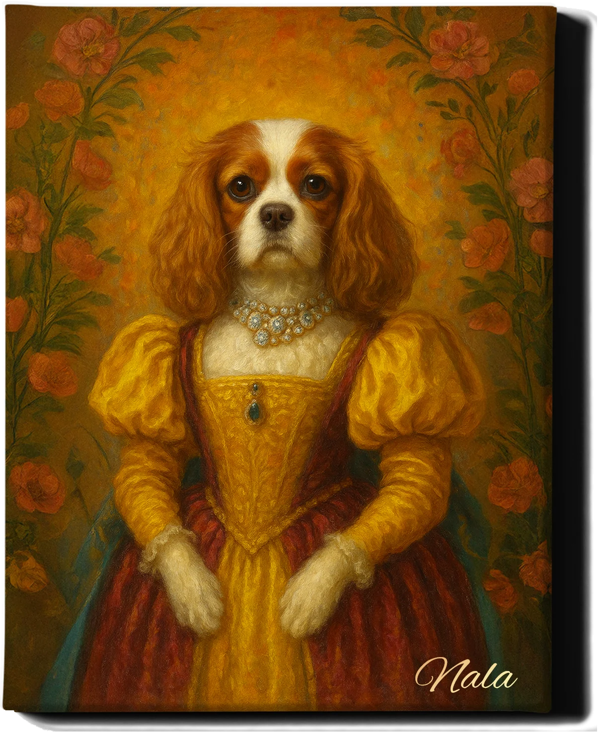 Custom Royal Pet Portrait | Princess Fluffington | Personalized Wall Art for Pet Lovers