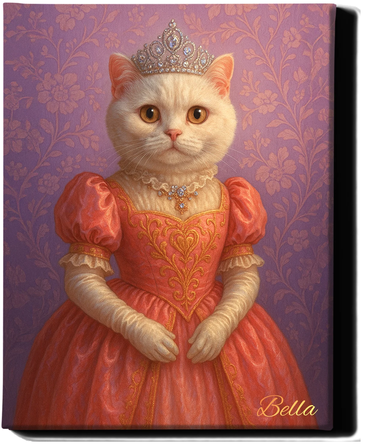 Custom Royal Pet Portrait | Queen Meowmington | Personalized Wall Art for Pet Lovers