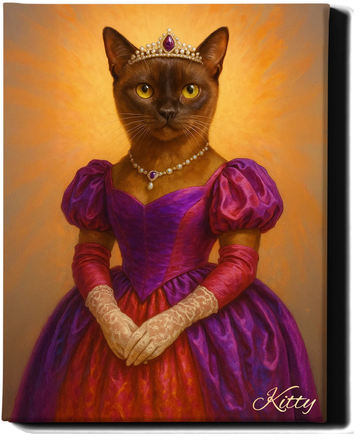 Custom Royal Pet Portrait | Queen Pawsalina | Personalized Wall Art for Pet Lovers