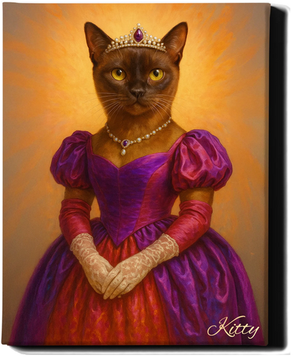 Custom Royal Pet Portrait | Queen Pawsalina | Personalized Wall Art for Pet Lovers
