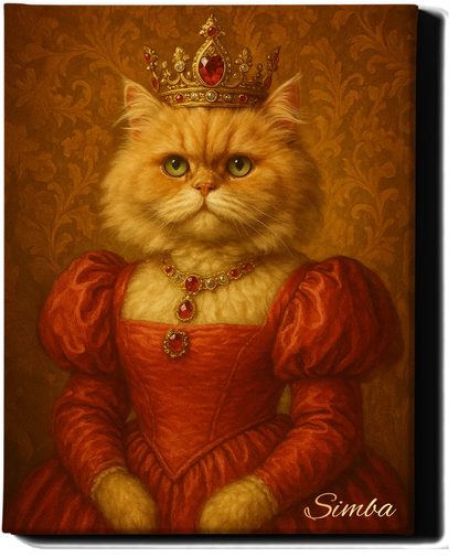 Custom Royal Pet Portrait | Queen of Pawshire | Personalized Wall Art for Pet Lovers