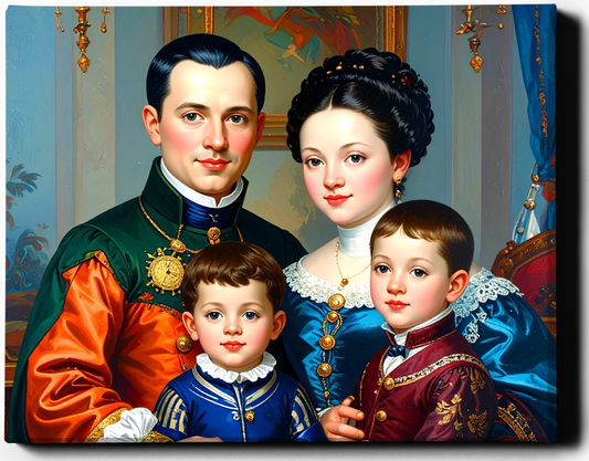 Custom Royal Family Portrait | Regal Bloomed Union | Personalized Wall Art Gift