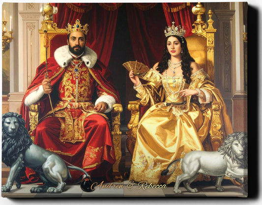 Custom Royal Couple Portrait | Regal Coronation Portrait | Personalized Wall Art Gift