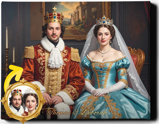 Custom Royal Couple Portrait | Regal Coronation Portrait II | Personalized Wall Art Gift