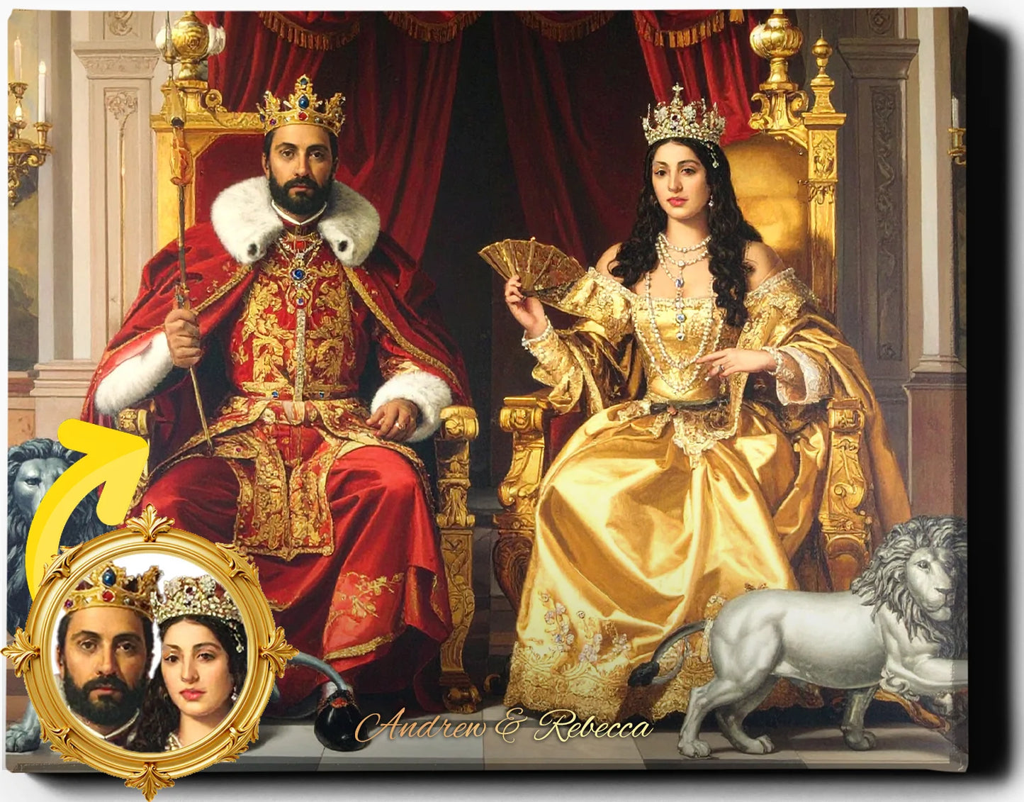 Custom Royal Couple Portrait | Regal Coronation Portrait | Personalized Wall Art Gift