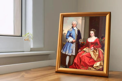 Custom Royal Couple Portrait | Regal Red & Blue | Personalized Wall Art Gift