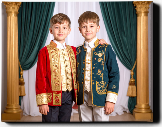 Custom Royal Family Portrait | Regal Twin Heirs | Personalized Wall Art Gift