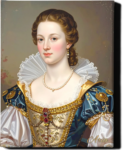 Custom Royal Human Portrait | Renaissance Noblewoman | Personalized Wall Art Gift for her
