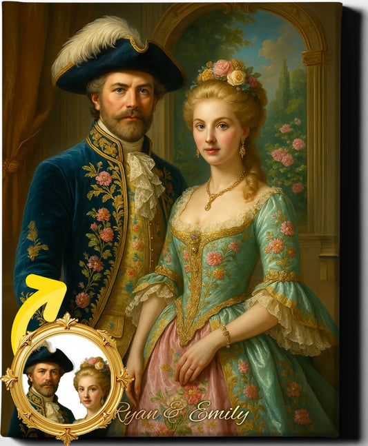 Custom Royal Couple Portrait | Rocco couple | Personalized Wall Art Gift