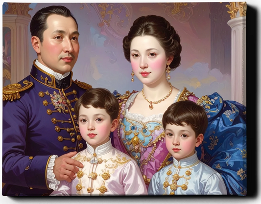 Custom Royal Family Portrait | Royal Bloom | Personalized Wall Art Gift