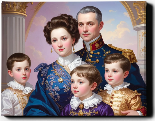 Custom Royal Family Portrait | Royal Bloom 3 | Personalized Wall Art Gift