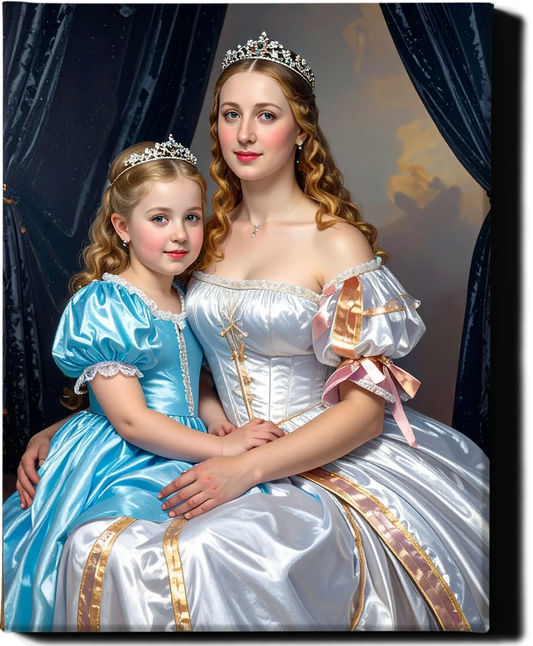 Custom Royal Family Portrait | Royal Blue Heirs | Personalized Wall Art Gift
