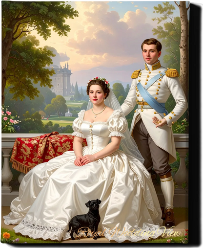 Custom Royal Couple Portrait | Royal Wedding View | Personalized Wall Art Gift