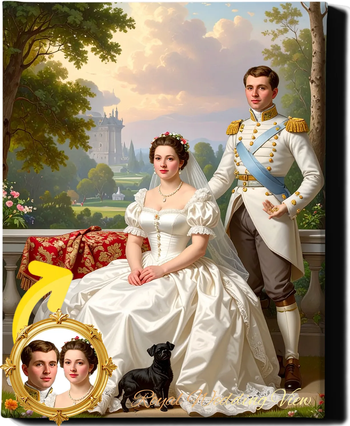 Custom Royal Couple Portrait | Royal Wedding View | Personalized Wall Art Gift