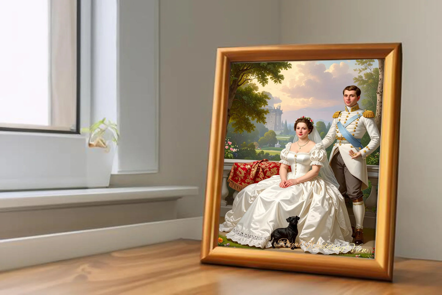 Custom Royal Couple Portrait | Royal Wedding View | Personalized Wall Art Gift