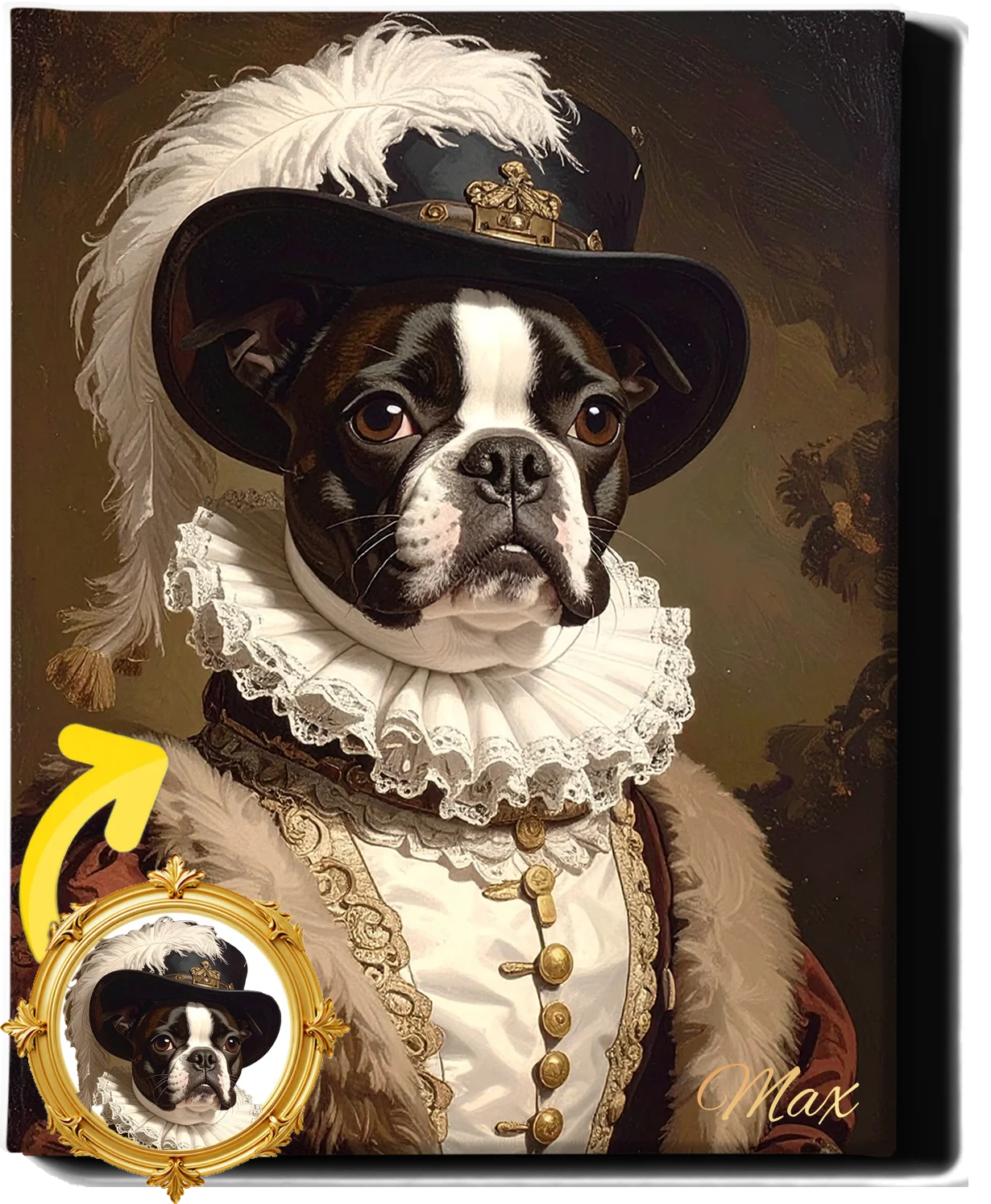 Custom Royal Pet Portrait | Ruff Collar | Personalized Wall Art for Pet Lovers