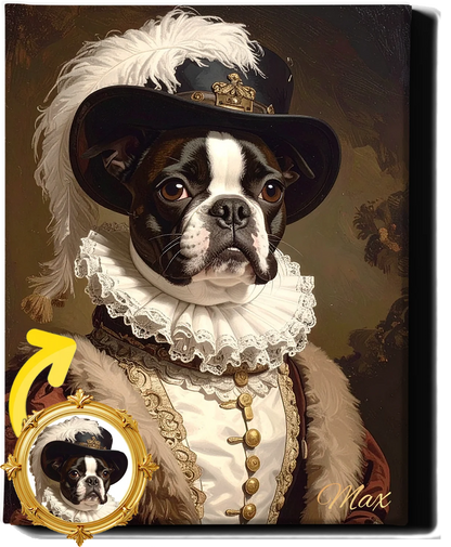 Custom Royal Pet Portrait | Ruff Collar | Personalized Wall Art for Pet Lovers