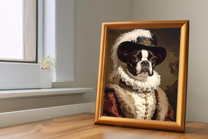 Custom Royal Pet Portrait | Ruff Collar | Personalized Wall Art for Pet Lovers