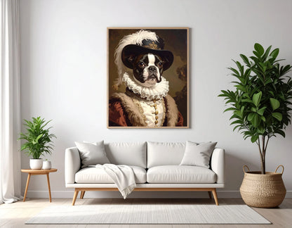 Custom Royal Pet Portrait | Ruff Collar | Personalized Wall Art for Pet Lovers