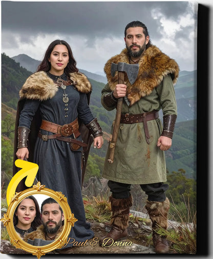 Custom Royal Couple Portrait | Rugged Highland Couple | Personalized Wall Art Gift