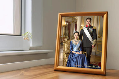 Custom Royal Couple Portrait | Sapphire Throne Royals | Personalized Wall Art Gift
