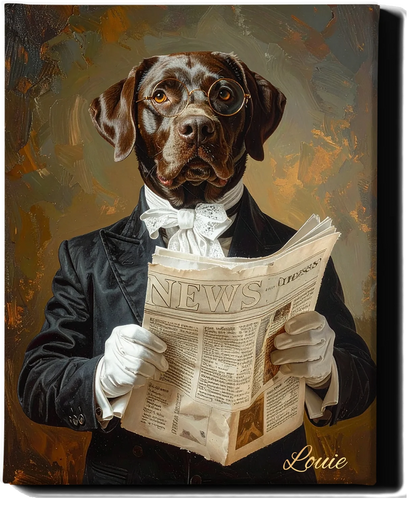 Custom Royal Pet Portrait | Sir Scholarly Pup | Personalized Wall Art for Pet Lovers