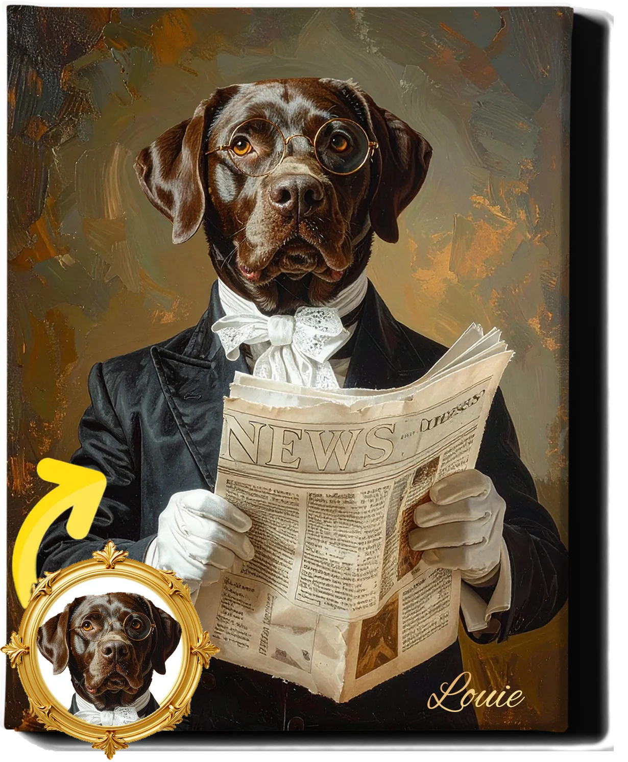 Custom Royal Pet Portrait | Sir Scholarly Pup | Personalized Wall Art for Pet Lovers