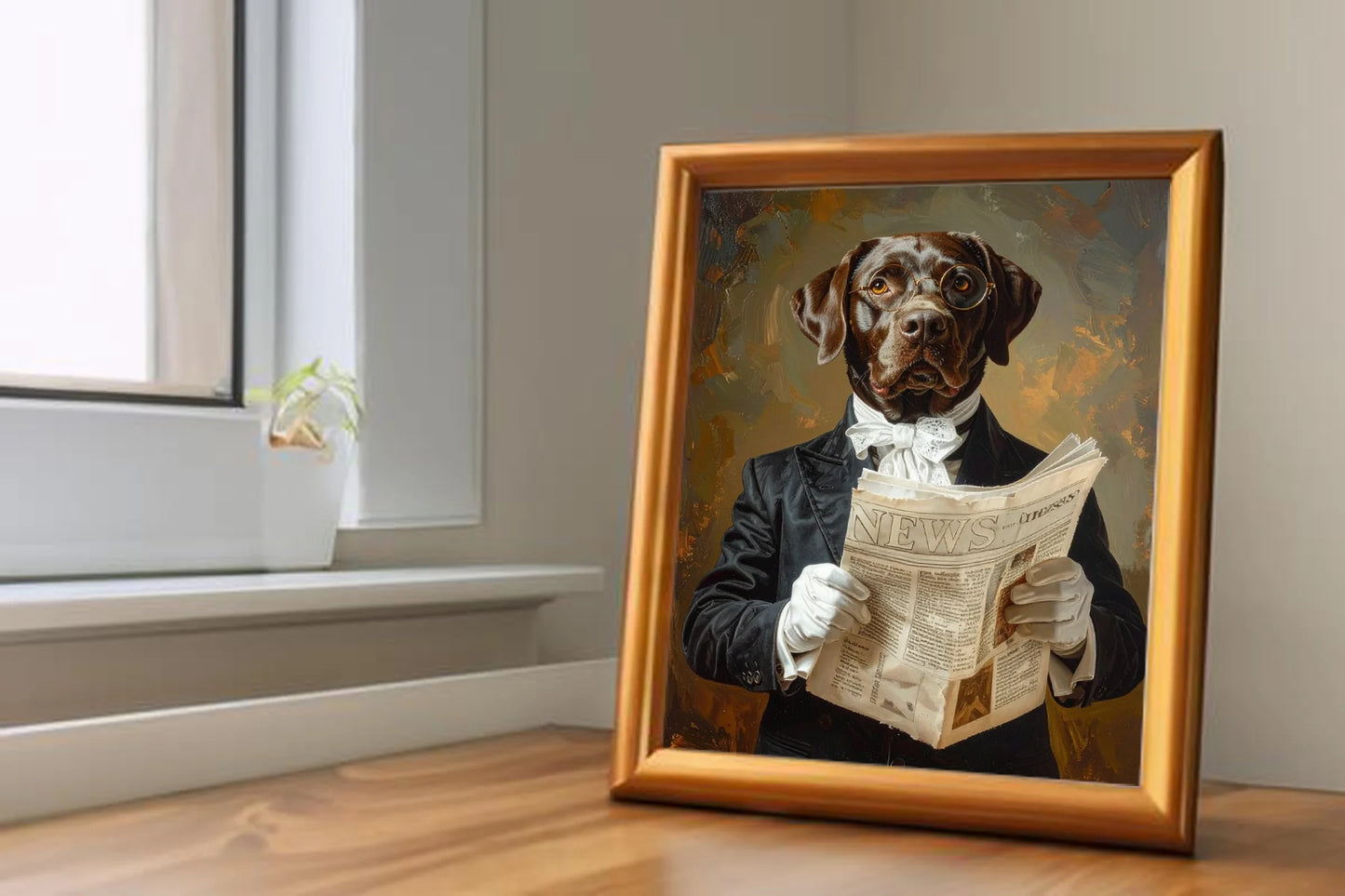 Custom Royal Pet Portrait | Sir Scholarly Pup | Personalized Wall Art for Pet Lovers