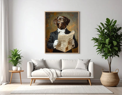 Custom Royal Pet Portrait | Sir Scholarly Pup | Personalized Wall Art for Pet Lovers