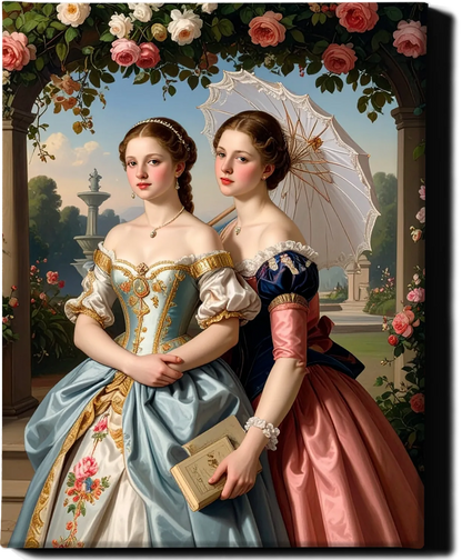 Custom Royal Family Portrait | Sisters of Spring | Personalized Wall Art Gift