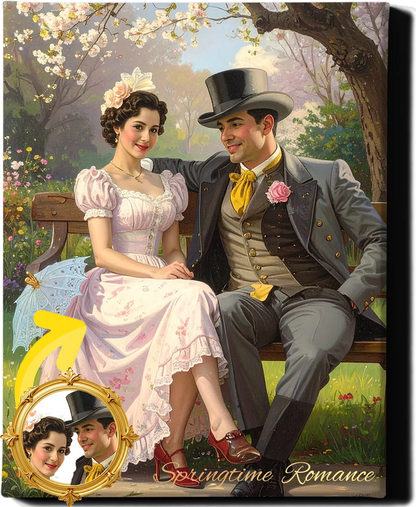 Custom Royal Couple Portrait | Springtime Romance | Personalized Wall Art Gift