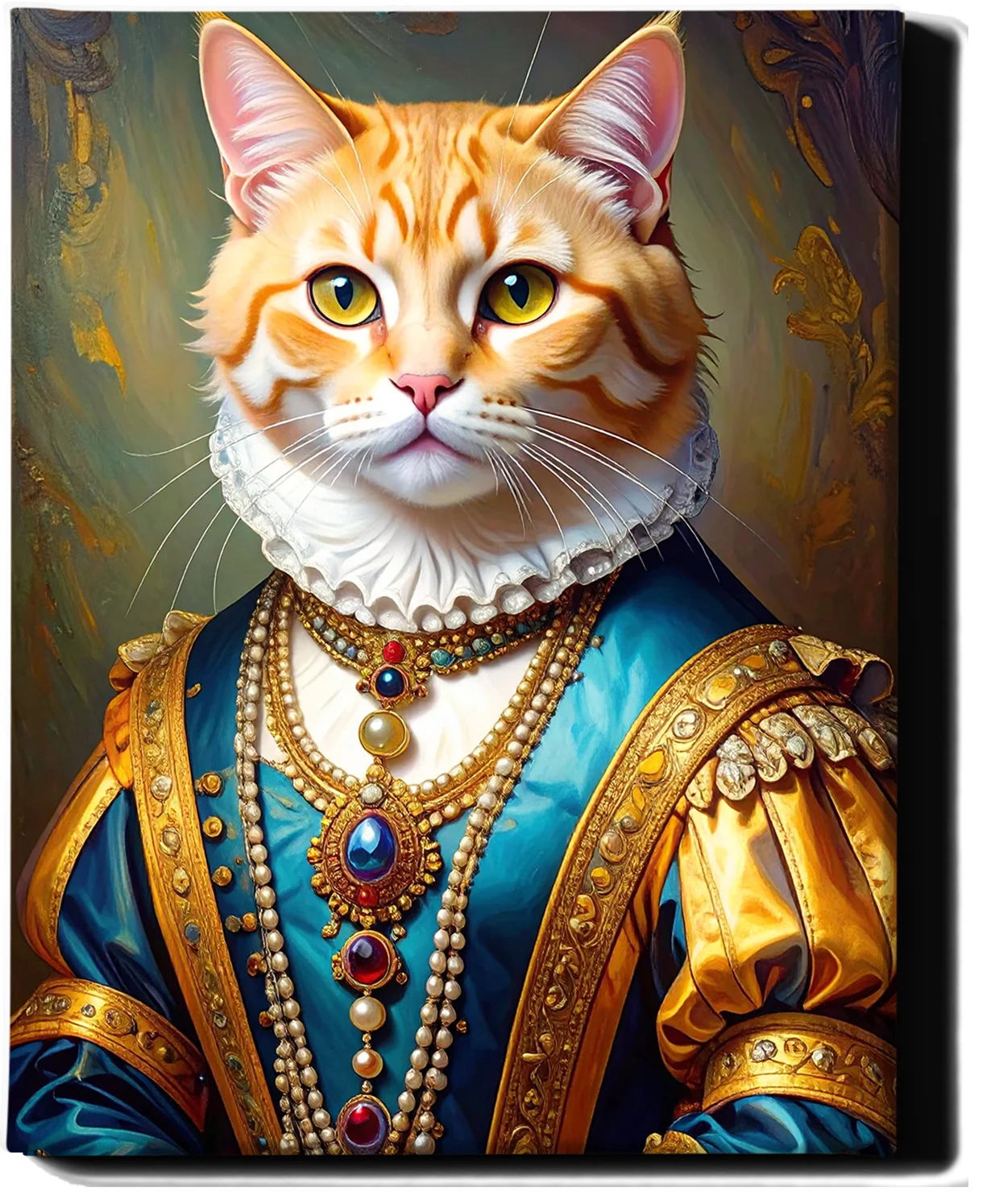 Custom Royal Pet Portrait | Teal Gem Majesty | Personalized Wall Art for Pet Lovers