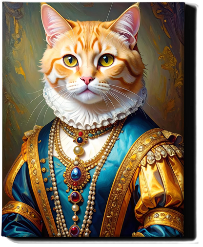 Custom Royal Pet Portrait | Teal Gem Majesty | Personalized Wall Art for Pet Lovers