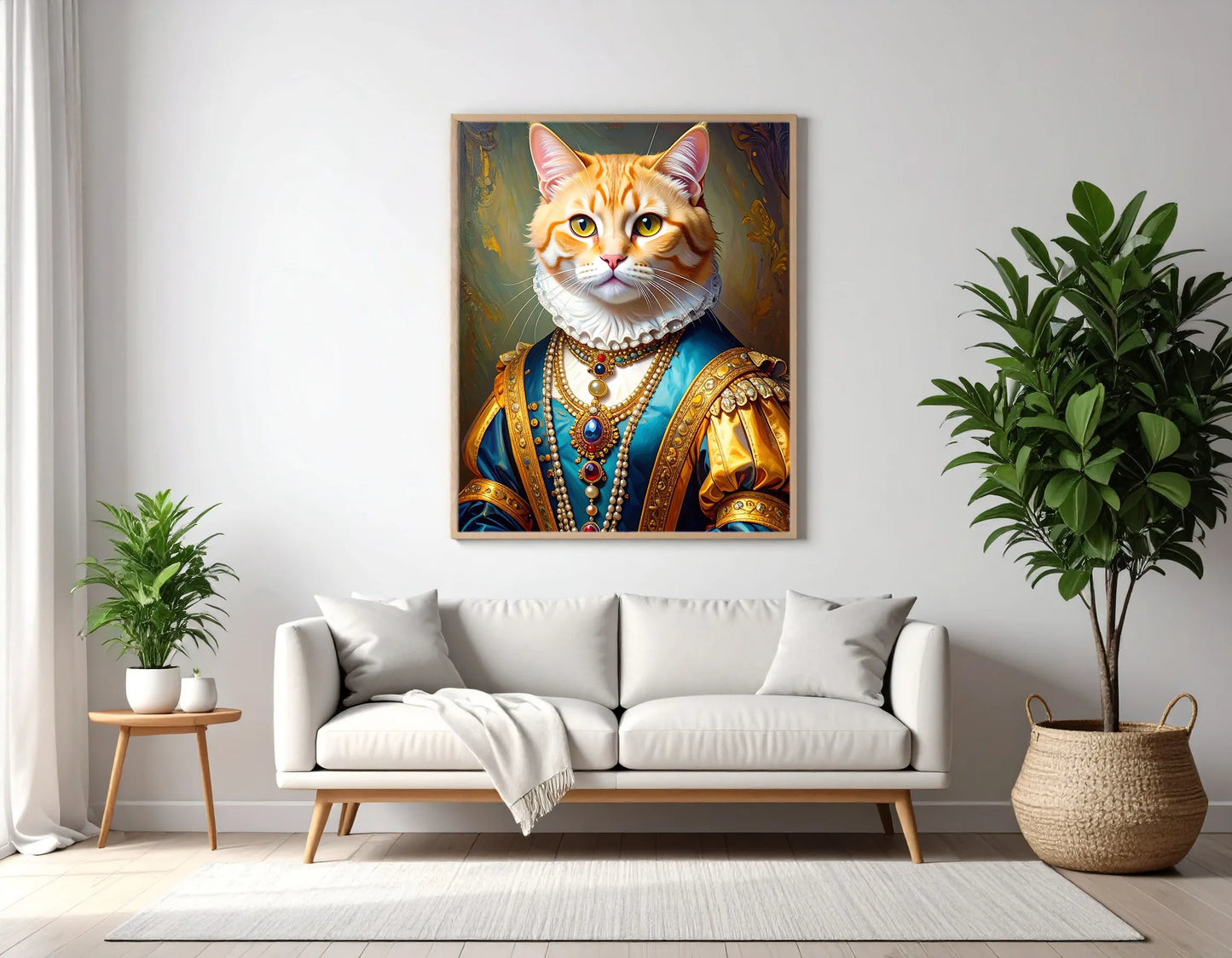 Custom Royal Pet Portrait | Teal Gem Majesty | Personalized Wall Art for Pet Lovers