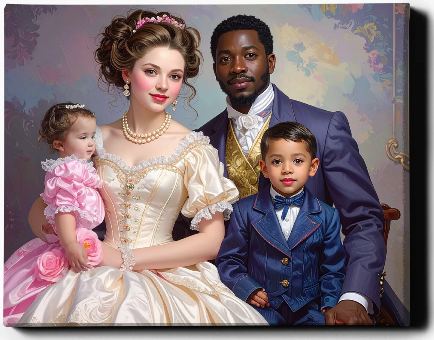 Custom Royal Family Portrait | The Blossomed Bond | Personalized Wall Art Gift